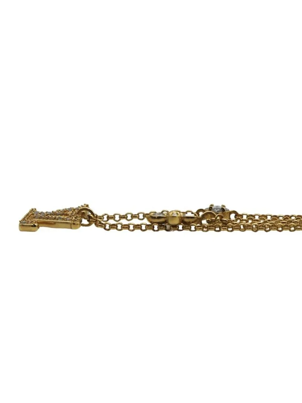 Louis Vuitton Necklace LV Gold Rhinestone Layering Style